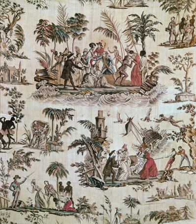 插图来自小说保罗和弗吉尼亚，南特帆布，c.1800（印花棉） 作者 法语学校