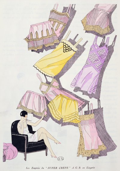 时尚杂志Art，Gout，Beaute，1926年7月的内衣插图 作者 法语学校