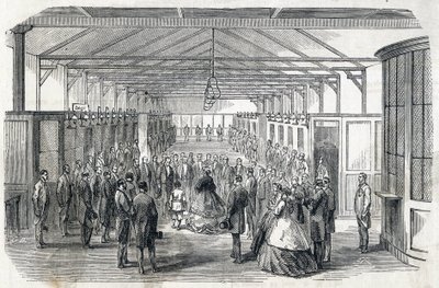 Impress Eugenie and Imperial Prince visit the Bank of France, 23 June 1866 - - engraving in Le MONDE Illustrous DU 07/07/1866 作者 法语学校