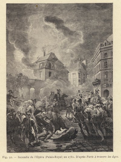 皇家歌剧院的火灾，1781 年（版画） 作者 法语学校