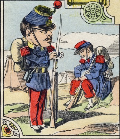 步兵线。 雕刻在“漫画军事字母表”中。 第五系列。 脑脊液成像。 Pellerin 和 Cie，Printers，Epinal，19 世纪后期。 16 页。 尺寸：25x18,5cm 作者 法语学校