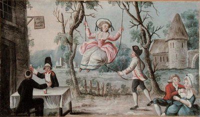 为一家酒馆绘制的客栈标志，描绘了三教合一的景象，约1789年（木板油画） 作者 法语学校