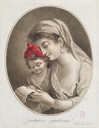 共和党老师。 c.1789（彩色雕刻） 作者 法语学校