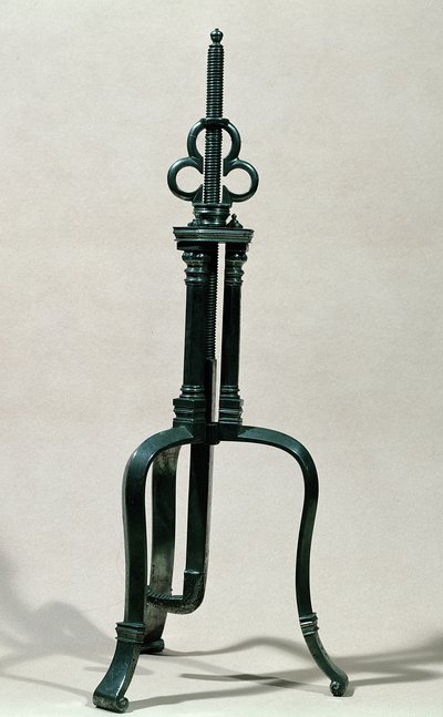 用于钻孔的仪器，类似于Ambroise Pare（c.1510-90）16-17世纪（金属）所示的仪器 作者 法语学校