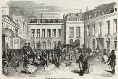 巴黎邮政酒店大院的内部结构--埃德蒙-特克西尔1852年所作的 "巴黎表 "中的版画 作者 法语学校