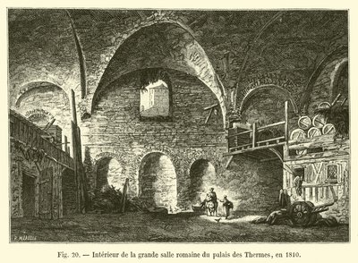 1810年Palais des Thermes的伟大的罗马大厅的内部 作者 法语学校