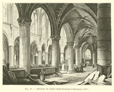 教会圣日耳曼lAuxerrois的内部，1837年 作者 French School
