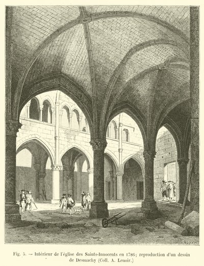 1786年圣洁无辜教堂的内部;由Desmachy，Coll A Lenoir复制绘画 作者 法语学校