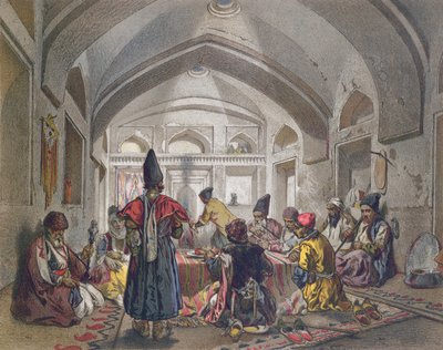 一个Caravanserai的内部在波斯，十九世纪中叶 作者 法语学校