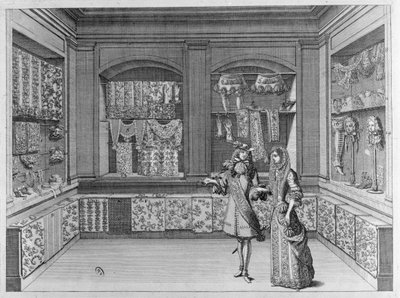蕾丝商店的内部，1678年 作者 法语学校