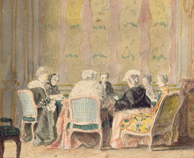 内部与女士扑克牌，1770年（纸上wc） 作者 French School