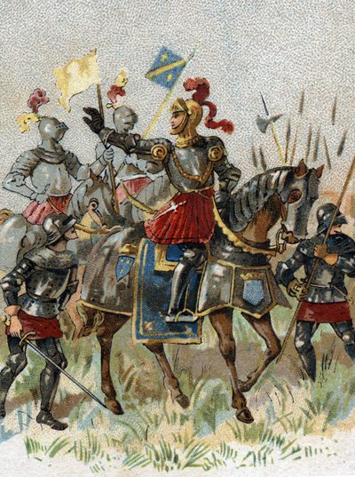 意大利战争：法国国王路易十二（1462-1515）于1509年5月14日在意大利的阿格纳德尔（米兰）战役中。彩色石版印刷。 作者 法语学校