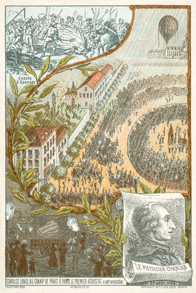 Jacques Charles launching the first hydrogen balloon from the Champ de Mars, Paris, 27 August 作者 法语学校