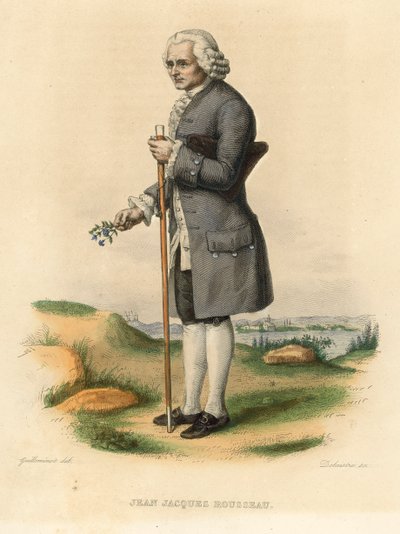 Jean Jacques Rousseau (coloured engraving) 作者 法语学校