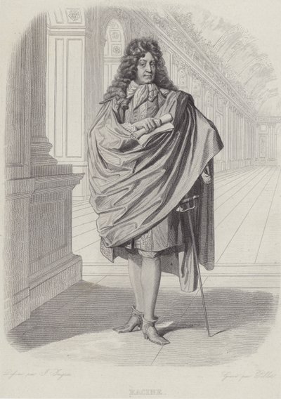 Jean Racine, French playwright, in the Hall of Mirrors at Versailles (engraving) 作者 法语学校