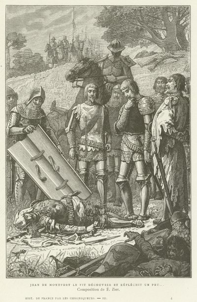 让·德·蒙特福特（Jean de Montfort）在1364年欧瑞战役后发现布洛瓦查理斯的遗体 作者 French School