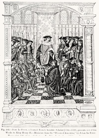 让·勒费恩（Jean le Feron，1504-70）将他的作品之一出自布莱克森林国王亨利二世（1519-89），作者Jean le Feron，来自中世纪科学与文学的插图和文艺复兴时期的作品 作者 法语学校