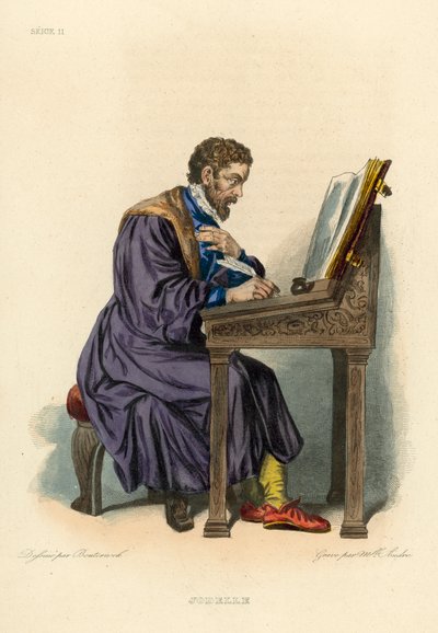 Jodelle (coloured engraving) 作者 法语学校