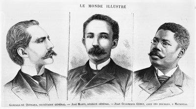 Jose Marti（1853-95），Gonzalo de Quesasa（1868-1915），Juan Gualberto Gomez（1854-1933），来自光辉世界的插图，1895年3月16日 作者 法语学校