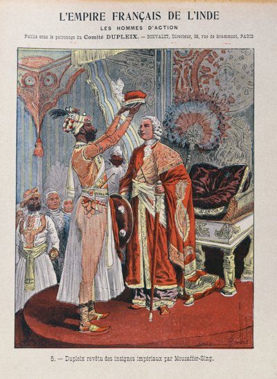 Joseph Francois Dupleix（1697-1763）收到印度统治者的皇家徽章，学校练习册的封面c.1900 作者 法语学校