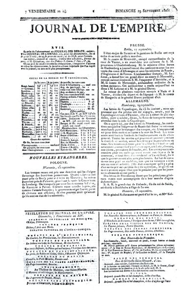 Journal of lEmpire，1805年9月29日（打印） 作者 法语学校