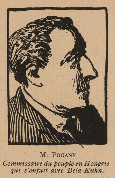 约瑟夫-波加尼，匈牙利共产主义革命政治家，1919 年匈牙利苏维埃共和国政府成员（石版画） 作者 法语学校