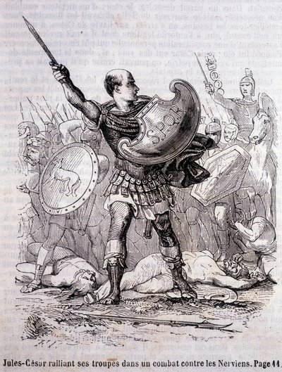 Julius Caesar rallies his troops in a fight against the Nerviens - in “Histoire de France” by L.-P. Anquetil 作者 法语学校