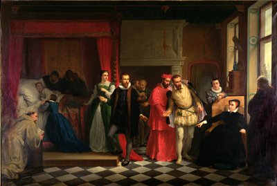 国王弗朗西斯二世（1544-60）在他的死亡床上，1865年 作者 法语学校