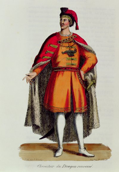 匈牙利勋章骑士被翻倒，修道院的历史和服装插图由Pierre Helyot（1660-1716），1842年 作者 法语学校