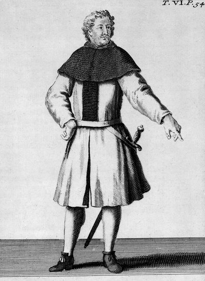阿尔坎塔拉勋章骑士，c.1300，“修道院的历史与服饰”插图由Pierre Helyot（1660-1716） 作者 法语学校
