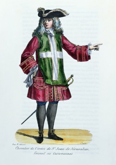 耶路撒冷圣约翰勋章的骑士，1842年父亲Helyot的修道院命令的历史和服装插图 作者 法语学校
