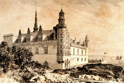 克伦堡城堡，丹麦希勒勒，19世纪50年代，来自世界巡回演唱会，1860年代出版于巴黎 作者 法语学校