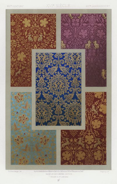 织物的装饰：十六世纪，十六世纪，十六世纪 Jahrhundert（彩色石版画） 作者 法语学校