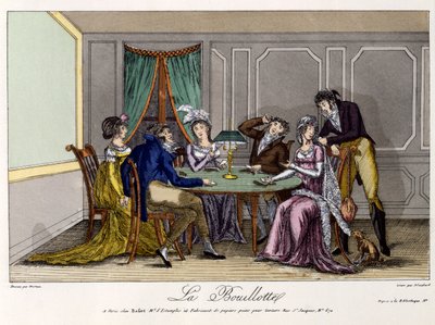 La Bouillotte，约1810年（手绘版画）。 作者 法语学校