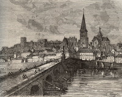 La Charite sur Loire - La Charite-sur-Loire - Nievre, in the region of Burgundy - engraving in "France illustree: geography, history, statistical administration" by V.-A. Malt-Brown.Malt-Brown著。1884 作者 法语学校