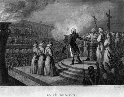 La Fédération（1790年7月14日），攻占巴士底狱纪念日：对宪法的宣誓--载于蒂埃的 "法国革命"。19世纪 作者 法语学校
