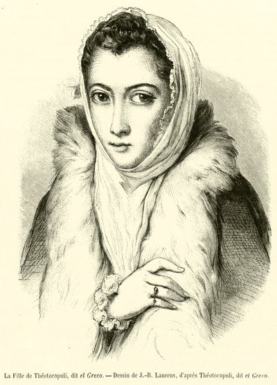 Theotocopuli 的女儿，被称为 el Greco（雕刻） 作者 法语学校