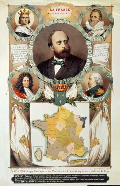 法国1870年后，由她的国王亨利·查尔斯·费迪南德·玛丽·迪多纳（1820-83）制作的香波伯爵 作者 法语学校