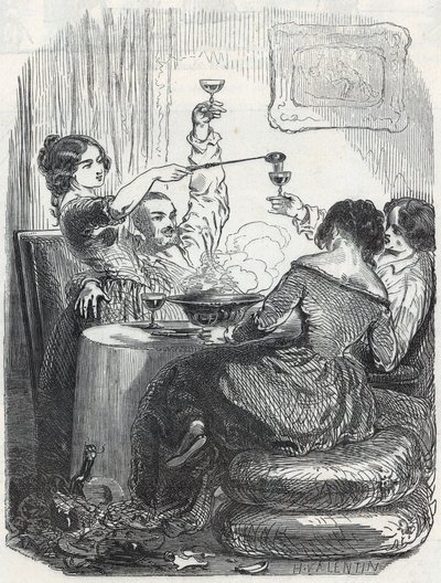 位于巴黎第九区意大利大道20号的La Maison Doree餐厅--Edmond Texier在1852年所作的 "Tableau-de-Paris "中的雕刻。 作者 法语学校