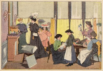 La Modiste，女帽（彩色石版画） 作者 法语学校