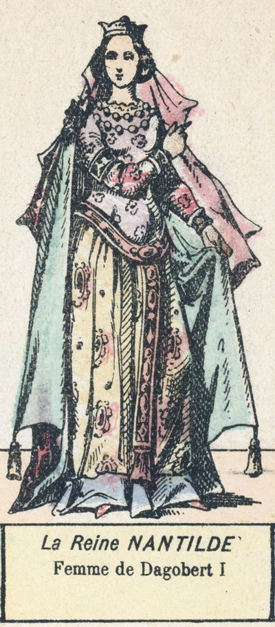 La Reine Nantilde, Femme de Dagobert I (coloured engraving) 作者 法语学校