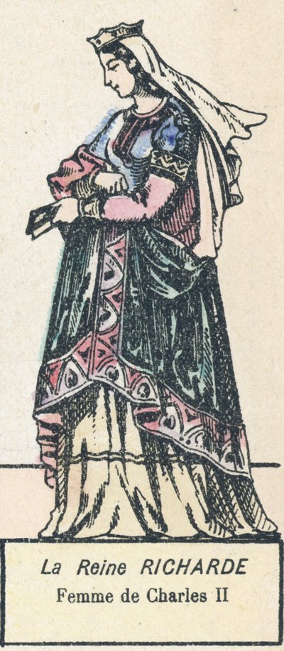 La Reine Richarde, Femme de Charles II (coloured engraving) 作者 法语学校