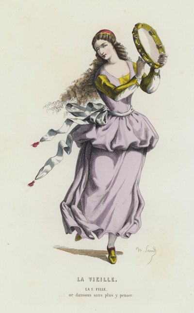 La Vieille（彩色雕刻）。 作者 法语学校