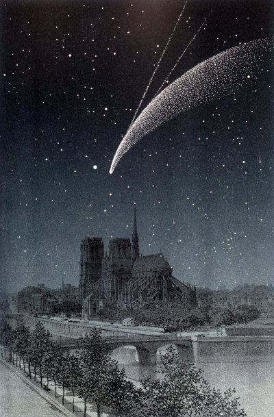 多纳蒂彗星，于 1858 年 4 月 10 日在巴黎看到 - 在 Amédée Guillemin 的“Le Ciel”中，巴黎阿歇特 作者 法语学校