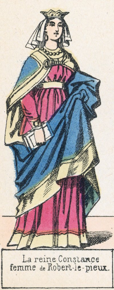 La reine Constance, femme de Robert-le-pieux (coloured engraving) 作者 法语学校