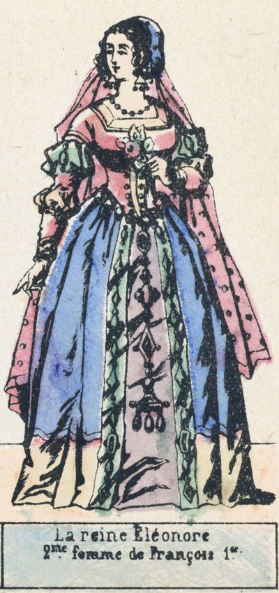 La reine Eleonore, 2me femme de Francois 1er (coloured engraving) 作者 法语学校