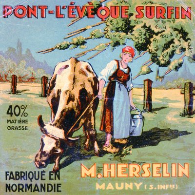 由20世纪早期的奶酪制造商M. Herselin制作的Pont-LEveque奶酪的标签 作者 法语学校