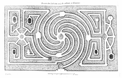 Labyrinth project with cabinets and fountains. Based on the theory and practice of gardening by A. J. Dézailler D