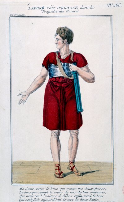 Lafon in the role of Horace in the tragedy of Horacespiece by Corneille (1640). Engraving of the 19th century. Paris, Comedie Francaise. 作者 法语学校
