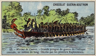 Large Central African war canoe (chromolitho) 作者 法语学校